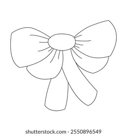 A collection of hand-drawn ribbon bows. Black and white bows for Christmas gifts, gift cards and luxury packaging isolated on white background