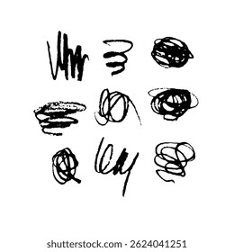 Collection of Hand-Drawn Scribbles and Doodles in Black