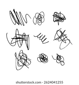 Collection of Hand-Drawn Scribbles and Doodles in Black