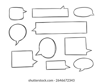 Collection of hand-drawn speech bubble doodles in various shapes. Perfect for comics, messages, social media designs, and creative dialogue layouts.