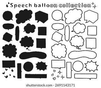 Uma coleção de bolhas de fala desenhadas à mão.