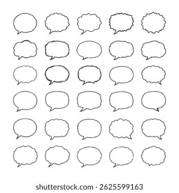 Collection of Hand-Drawn Speech Bubbles for Comic and Communication