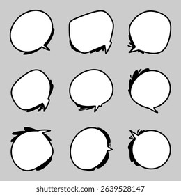 Collection of hand-drawn speech bubbles for comics and conversations.