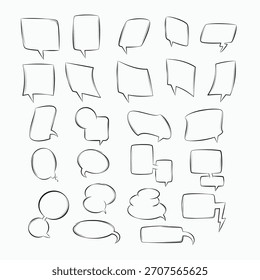 Colección de burbujas de voz dibujadas a mano para ilustración de comunicación