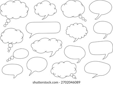 Colección de burbujas de discurso dibujadas a mano nubes de pensamiento en varios tamaños de Formas