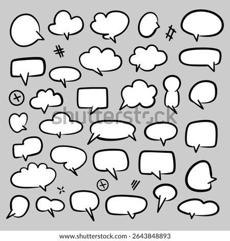 Collection of Hand-Drawn Speech Bubbles and Thought Balloons