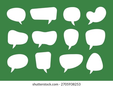 Uma coleção de bolhas de fala desenhadas à mão em várias formas orgânicas projetadas para quadrinhos, caixas de diálogo, adesivos, gráficos de mídia social e projetos de design criativo.