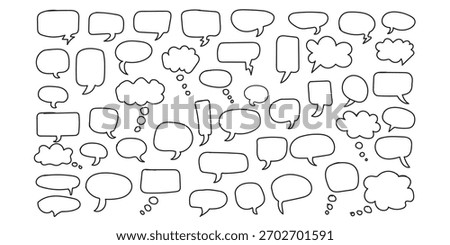 Collection of handdrawn speech and thought bubbles