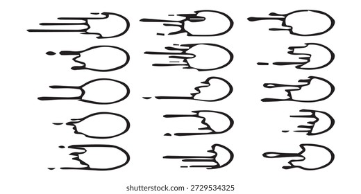 A collection of hand-drawn speed lines and motion trails, perfect for adding dynamic movement to comic book panels, animated cartoons, or graphic design projects.