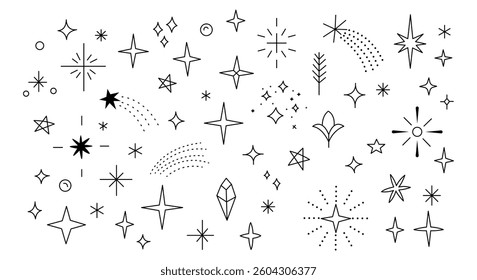 Collection of Hand-Drawn Star and Sparkle Illustrations