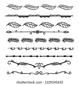 Collection of Handdrawn swirls and curles. Design element of ornaments for wedding cards, in invitations, save the date cards, flyers for restaurant