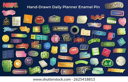 A Collection of Hand-Drawn Vector Daily Planner Enamel Pin