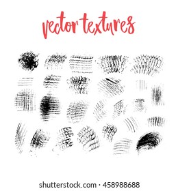 Collection of handdrawn vector textures. Brush strokes and skretches for grunge look. Brush templates for vector art. Creative hand painted textures - can be used for art overlay, background

