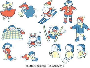 A collection of hand-drawn winter illustrations.
