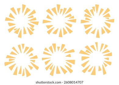 A collection of hand-drawn yellow fireworks doodles, perfect for adding a vibrant and festive touch to any design or celebration.