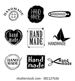 Collection of handmade logos made in vector. Labels, Badges and Design Elements in Vintage Style