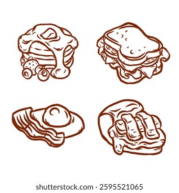 Collection of handrawn elements fast food set vector