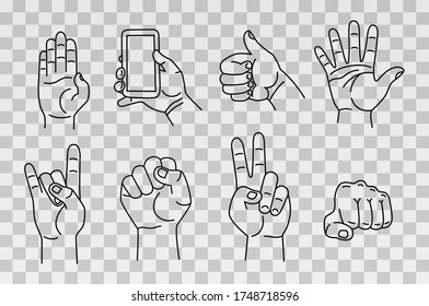 Collection Hands Gestures Hand Drawn Sketch Stock Vector Royalty Free Shutterstock