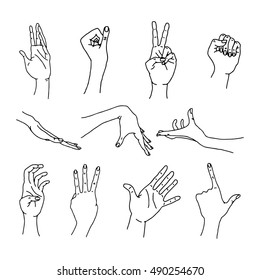 Collection of hands gestures - vector illustration