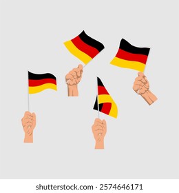 Collection of hands holding Germany Flag flat design Free Vector