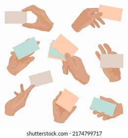 Collection with hands holding various paper notes.