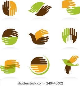 Collection of Hands icons and symbols. Vector illustrations