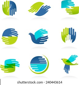 Collection of Hands icons and symbols. Vector illustrations