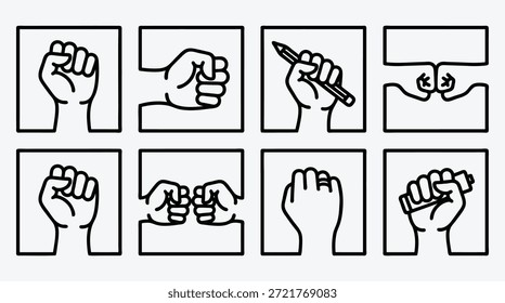 collection of hands in various gestures and actions