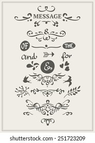 collection of hand-sketched calligraphic elements