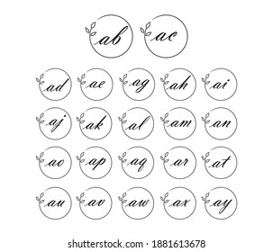 Collection handwriten logo.  letter logo with leaf icon