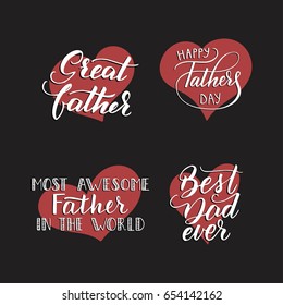 A collection of hand-written phrases for the father s day. Vector illustration. Trend handwritten calligraphy.
