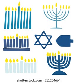 Collection of hanukkah symbols