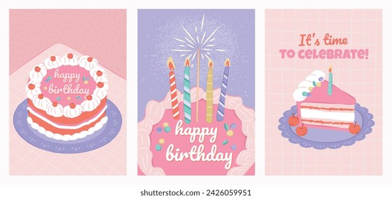 Collection of Happy Birthday Party, Celebration poster card and invitation templates