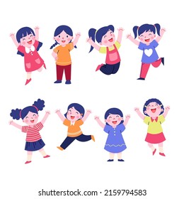 collection of happy children in different positions