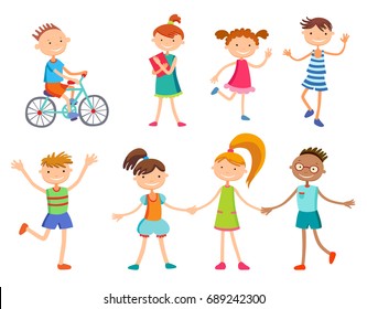 collection of happy children in different positions