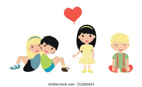 Collection of happy children. Vector illustration