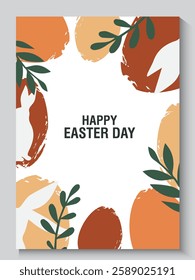 collection of Happy Easter banner and poster card. Trendy Easter design with draw eggs, bunny ears, in pastel colors. set of Horizontal greeting easter day background in Modern and minimal style.