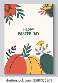 collection of Happy Easter banner and poster card. Trendy Easter design with draw eggs, bunny ears, in pastel colors. set of Horizontal greeting easter day background in Modern and minimal style.