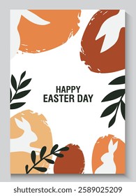 collection of Happy Easter banner and poster card. Trendy Easter design with draw eggs, bunny ears, in pastel colors. set of Horizontal greeting easter day background in Modern and minimal style.