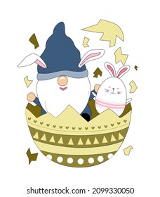 Collection Happy Easter with cute gnomes. on the theme of Easter designed with doodle style Great for decorations, backgrounds, cards, fabric patterns, pillows, mugs, kids art, stickers, and more.