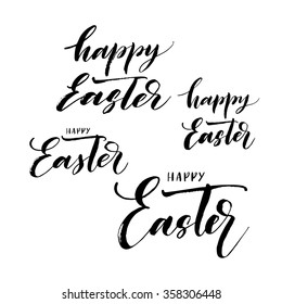 Collection of happy easter lettering. Hand drawn lettering design. Ink illustration. Modern calligraphy. Hand drawn vector art. 