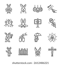 Collection of Happy Easter Linear Icons