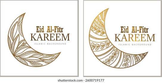 collection, Happy Eid Mubarak, black and yellow gradient crescent moon, plain background. Eid Mubarak Graphic Design.