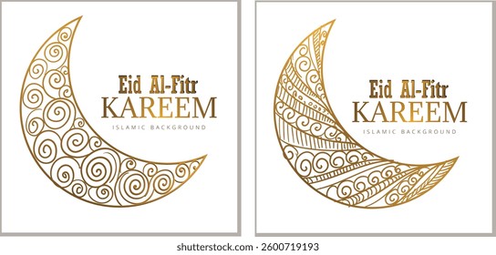 collection, Happy Eid Mubarak, black and yellow gradient crescent moon, plain background. Eid Mubarak Graphic Design.