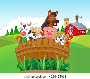 happy farm animals clipart