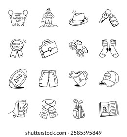 Collection of Happy Fathers Day Doodle Icons 
