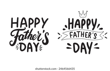 Collection of Happy Father's Day text. Hand drawn vector art.