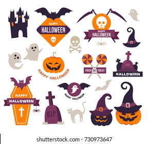 Collection of Happy Halloween Icons - Badges