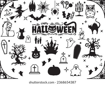 Collection Of Happy Halloween Icons High-Res Vector Graphic
