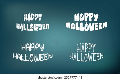 Colección Feliz Plantilla de letras de Halloween. Siluetas de Halloween de personajes lindos. Ilustración vectorial